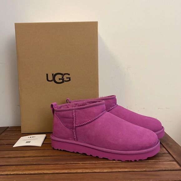 UGG Classic Ultra Mini Booties Mangosteen USA Women Size 10/UK 8/EU 41 - Picture 3 of 15
